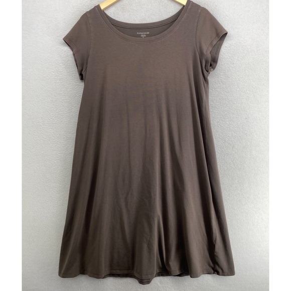 Eileen Fisher Dresses & Skirts - EILEEN FISHER Dress PL Organic Cotton Stretch Jersey T-Shirt Cap Sleeve Brown